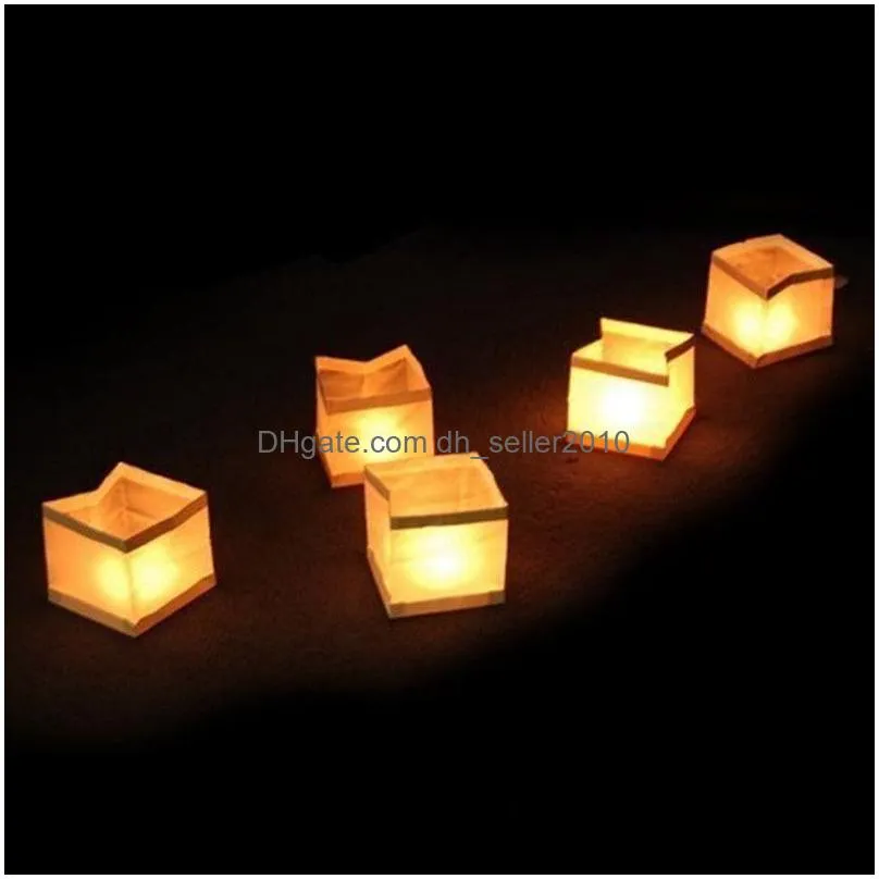 Square Paper Floating Water Candle Lamp Wishing Praying Blessing Waterproof Lantern For Wedding Valentine`s Day Decoration