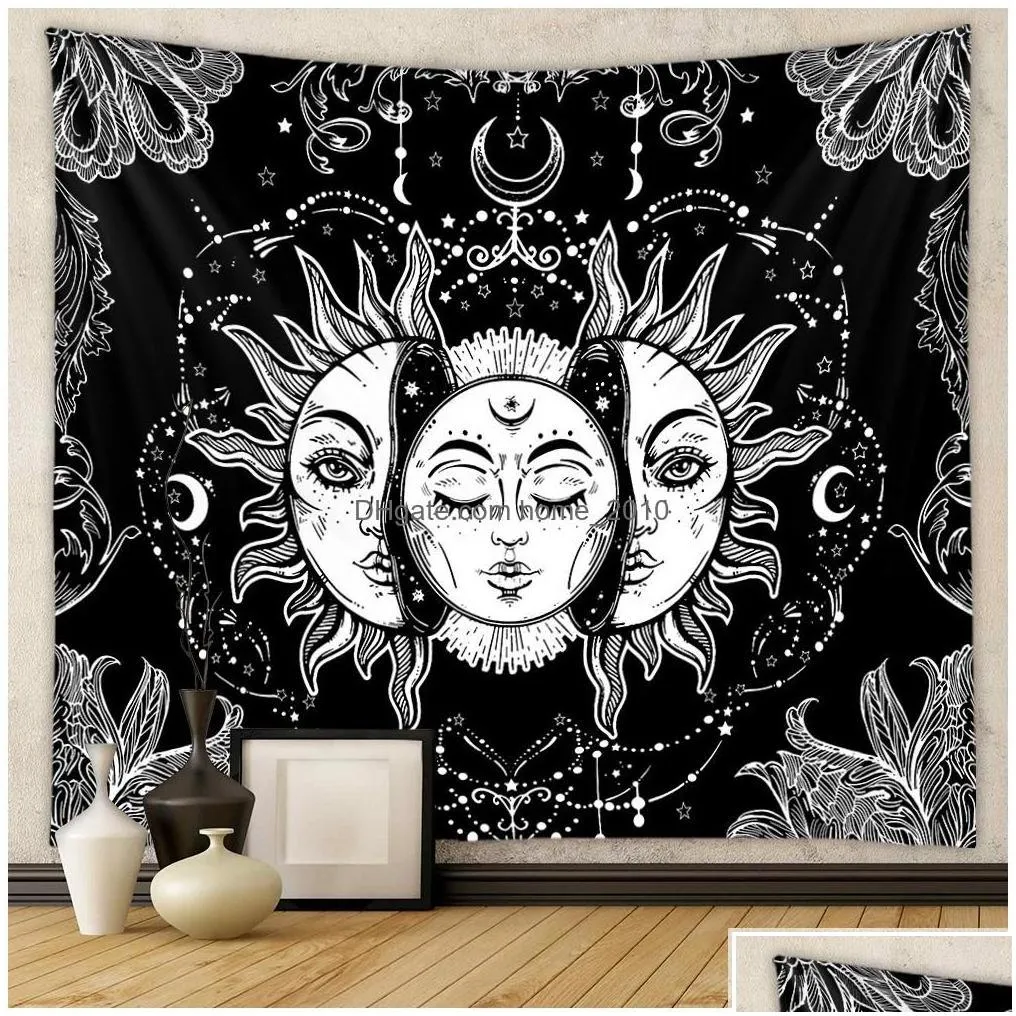 tapestries 130x150cm mandala tapestry white black sun and moon wall hanging tarot hippie tapestrys home dorm pack inventory wholesal