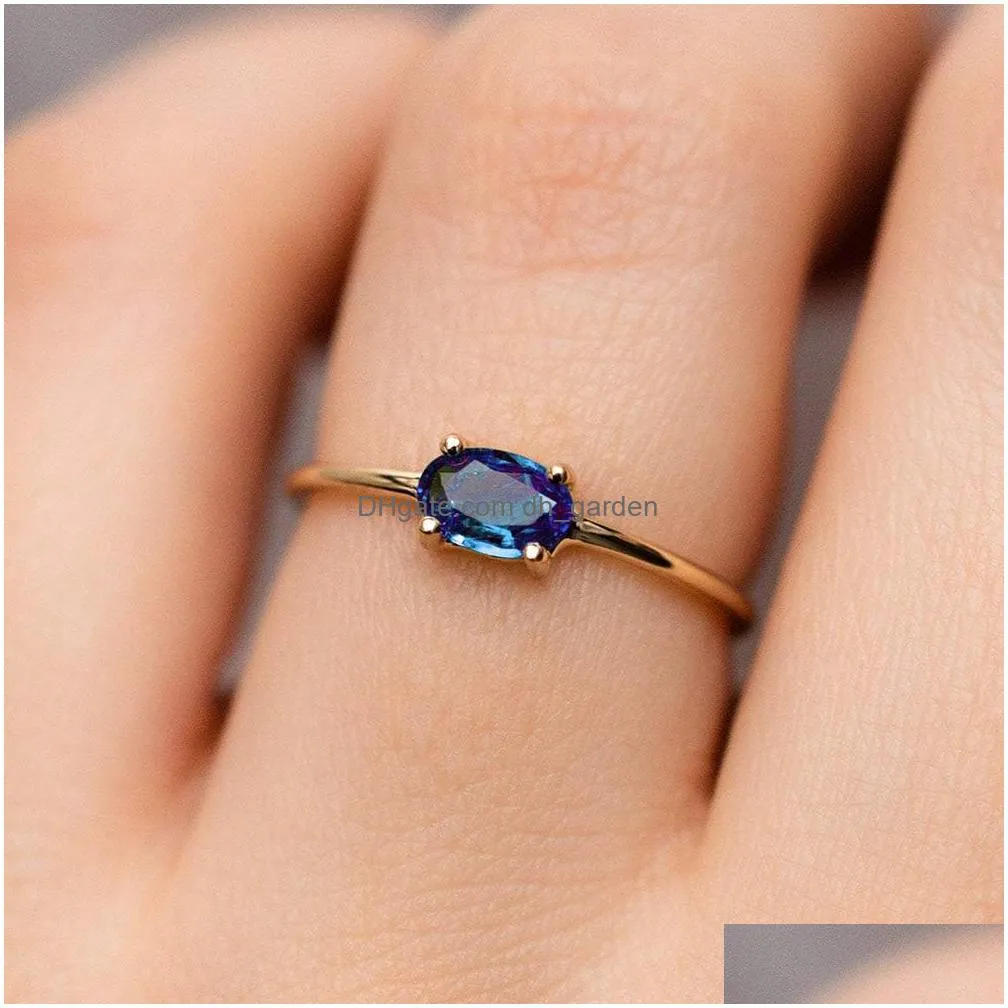 Band Rings Rings For Women Simple Mticolor Oval Zircon Light Colorf Wholesale Bride Jewelry Friendship Gift R865 Drop Deliver Dhgarden Ot8Lp