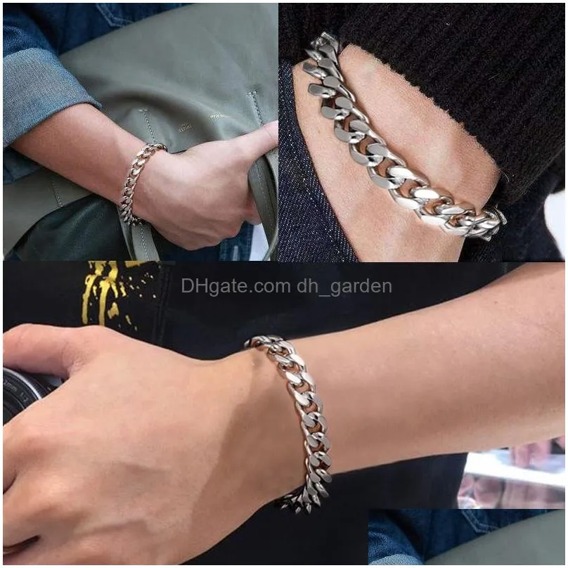 Charm Bracelets Vnox Mens Simple 3-11Mm Stainless Steel Curb Cuban Link Chain Bracelets For Women Uni Wrist Jewelry Drop Del Dhgarden Otznr