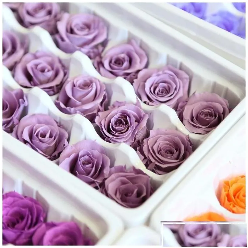 decorative flowers wreaths 21pcs/box diy 2-3cm eternal roses natural preserved immortal rose mothers day gift wedding decoration d
