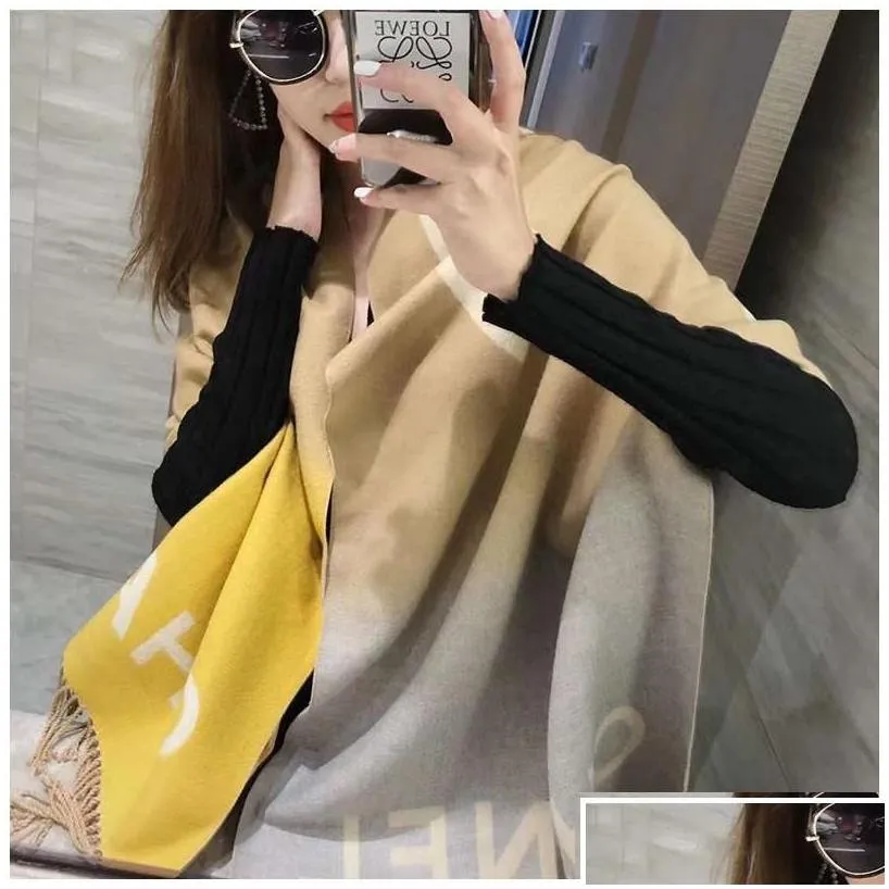 scarves 2022 winter poncho shawl cashmere c scarf for women fashion pashmina wraps thick warm female blanket foard stole drop delive