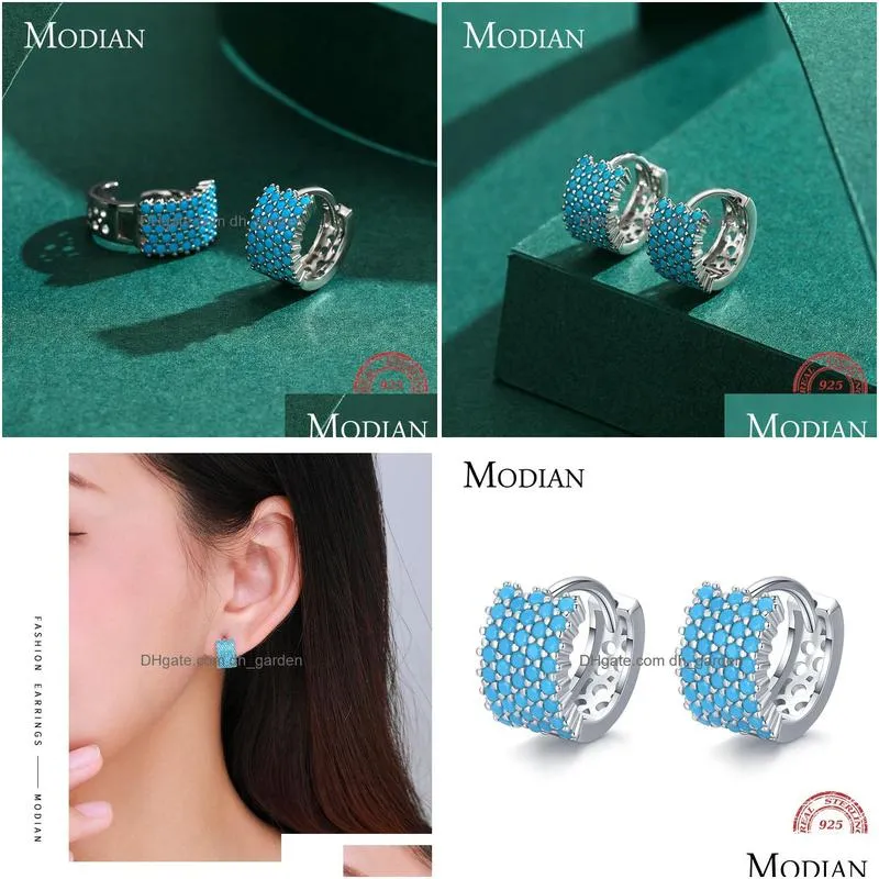 Hoop & Huggie Turquoise Elegant Earring Sier Luxury Charm Hoop Earrings For Women Wedding Jewelry Drop Delivery Jewelry Earri Dhgarden Otpjj