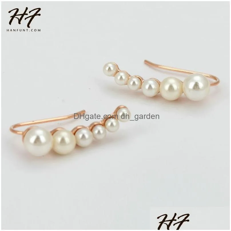 Stud Special Peas Shaped Ear Cuff Earrings For Women Rose White Gold Color Imitation Pearl Fashion Jewelry Xmas Gift E499 E5 Dhgarden Ottlc