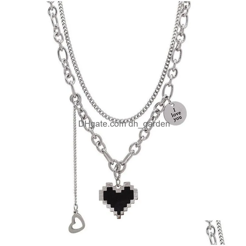 Pendant Necklaces New Senior Fashion Women Pendant Necklaces Fine Double Link Chain Metal Heart Party Necklace Jewelry Gift Dhgarden Otpn1