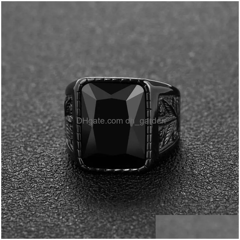 Band Rings Men Hiphop Ring Stainless Steel Black/Red Stone Rock Fashion Male Jewelry Wedding Drop Delivery Jewelry Ring Dhgarden Otyit
