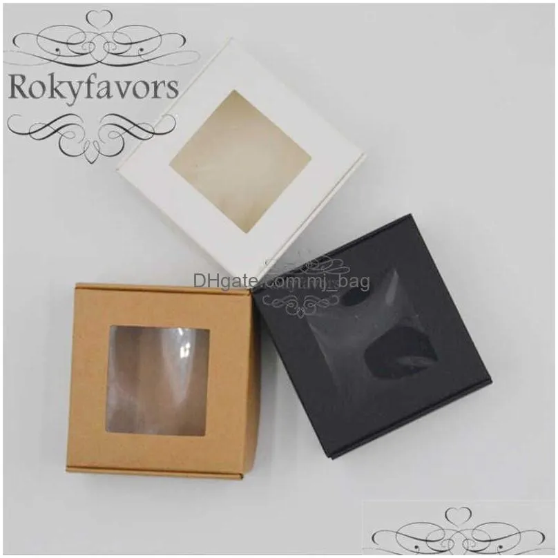 50PCS Paper Box with PVC Window Favors Holder  Package Box Anniversary Party Gifts Event Reception Supplies 210724