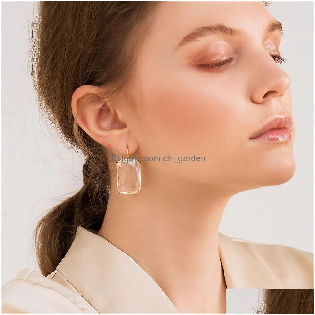 Dangle & Chandelier Transparent Resin Pendant Hanging Earring For Women Bohemia Trendy Geometric Square Acrylic Drop Dangle Dhgarden Otioy