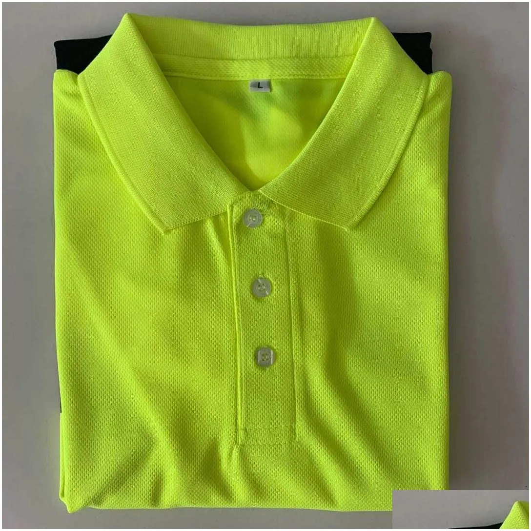 wholesale work shirt knit garment custom reflective t-shirt polo shirt fluorescent yellow and black fabric mosaic construction shirt