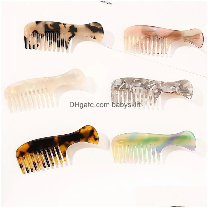 Creative Comb Hair Clips Leopard Print Floral Acrylic Barrettes Shinny Acetate Resin Hairpins Bangs Clips Girls Hair Accessories