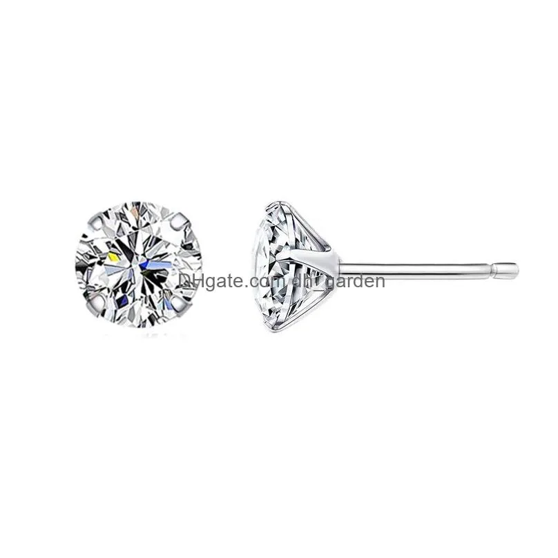 Stud 5Mm Stud Earrings Sier Platinum Plated Round Cubic Hypoallergenic Drop Delivery Jewelry Earrings Dhgarden Otwrv