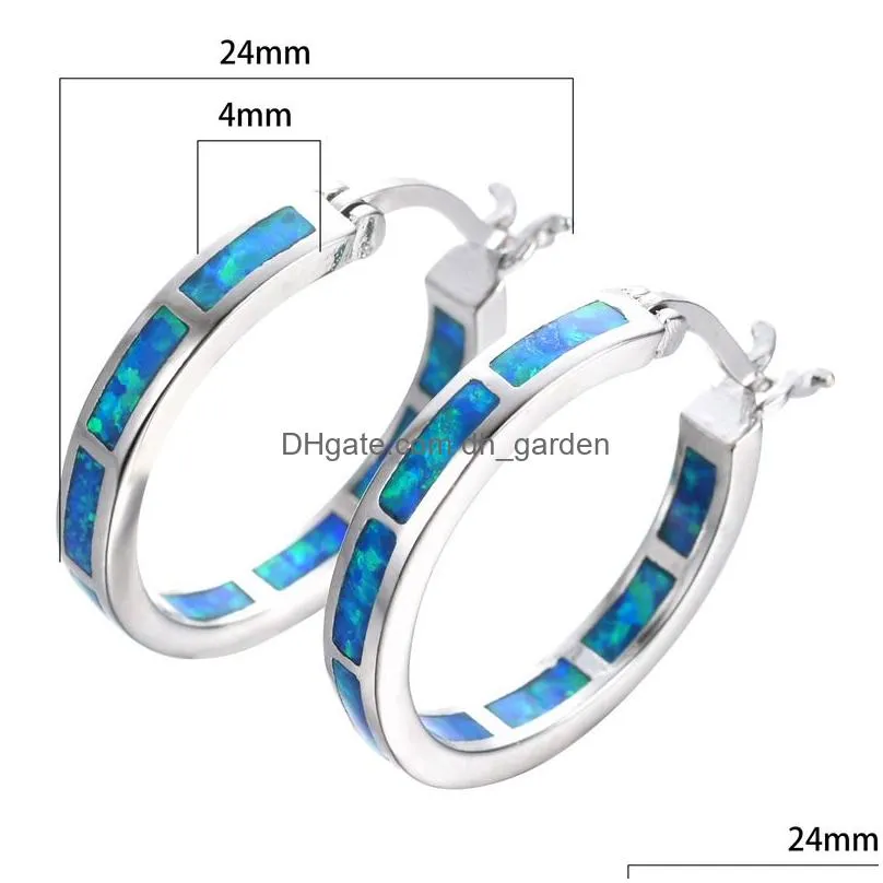 Dangle & Chandelier Luxury Female Round Circle Hoop Earrings Fashion Big White Man-Made Fire Opal Earring For Women Bride Cu Dhgarden Otiqo