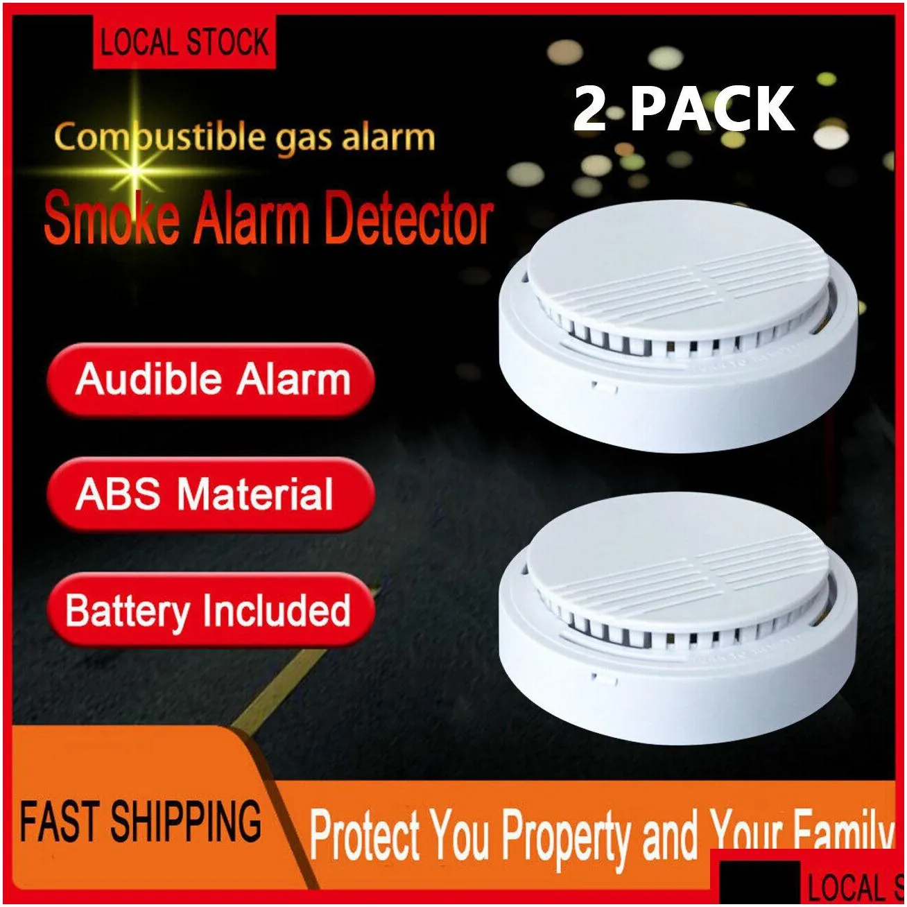 Alarm Accessories 2Pcs Smoke Detector Fire Sentry Alarm Safety 9V Battery Operated Included Drop Delivery Security Surveillance Securi Dhrbt