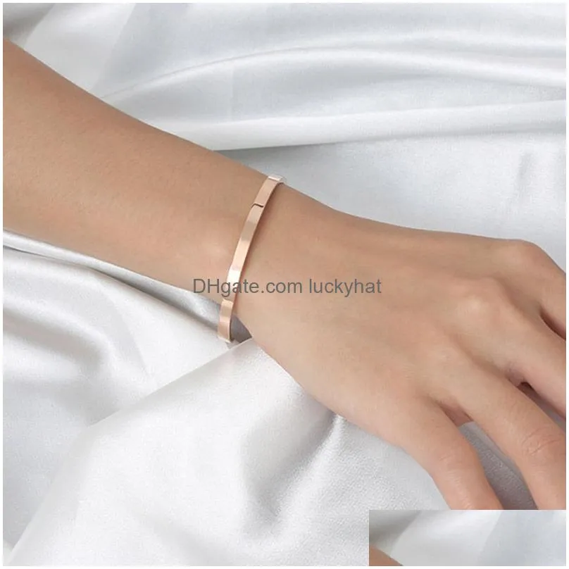 Simple 4MM Thin Cuff Bangle Stainless Steel Smooth Open Ring C Bracelet for Women Men Delicate Wristband Bangles Lovers Jewelry