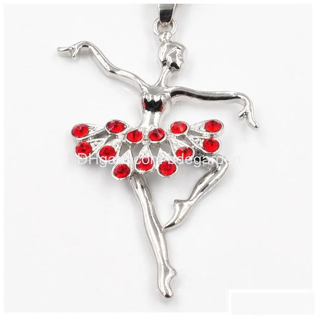 pendant necklaces crystal christmas dancing ballerina dancer ballet dance necklace charm gros collier femme jewellery women drop del