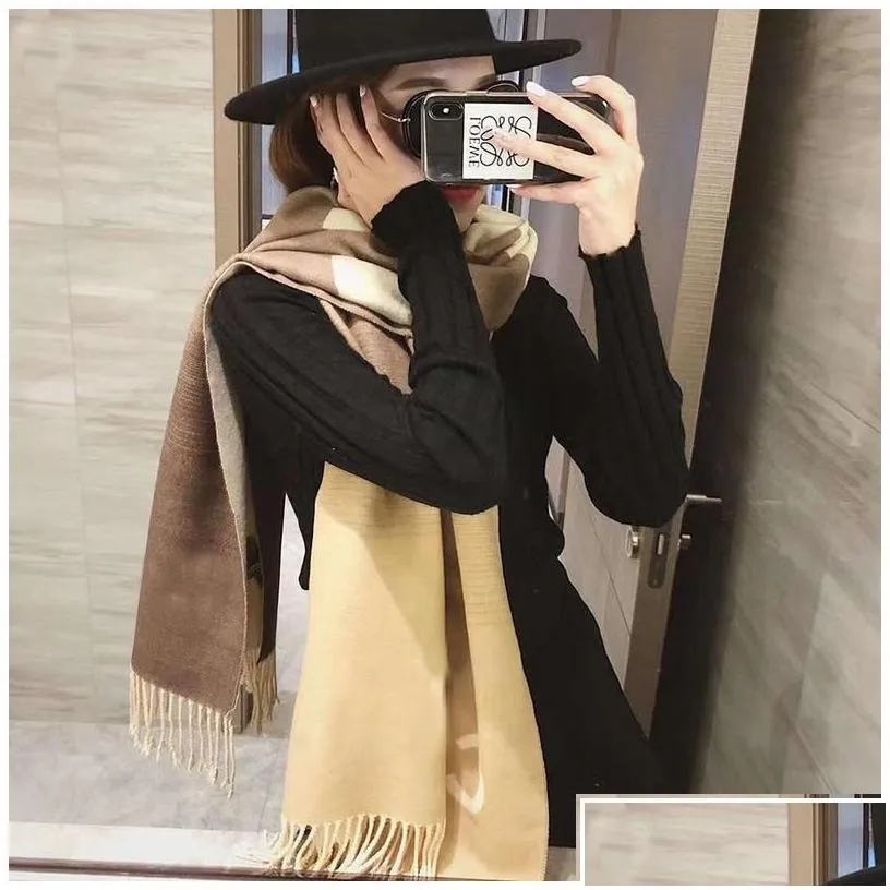 scarves 2022 winter poncho shawl cashmere c scarf for women fashion pashmina wraps thick warm female blanket foard stole drop delive