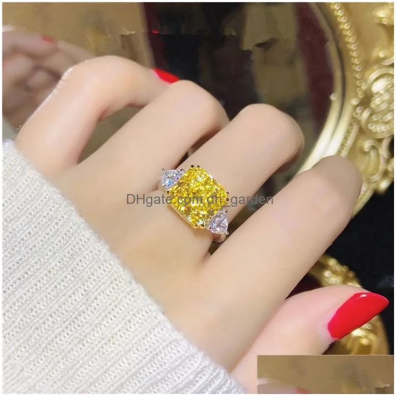 Band Rings Fine Jewelry Rings For Women Yellow Cubic Zirconia Luxury Wedding Engagement Ring Sier Color Cc1665 Drop Delivery Dhgarden Ottwe