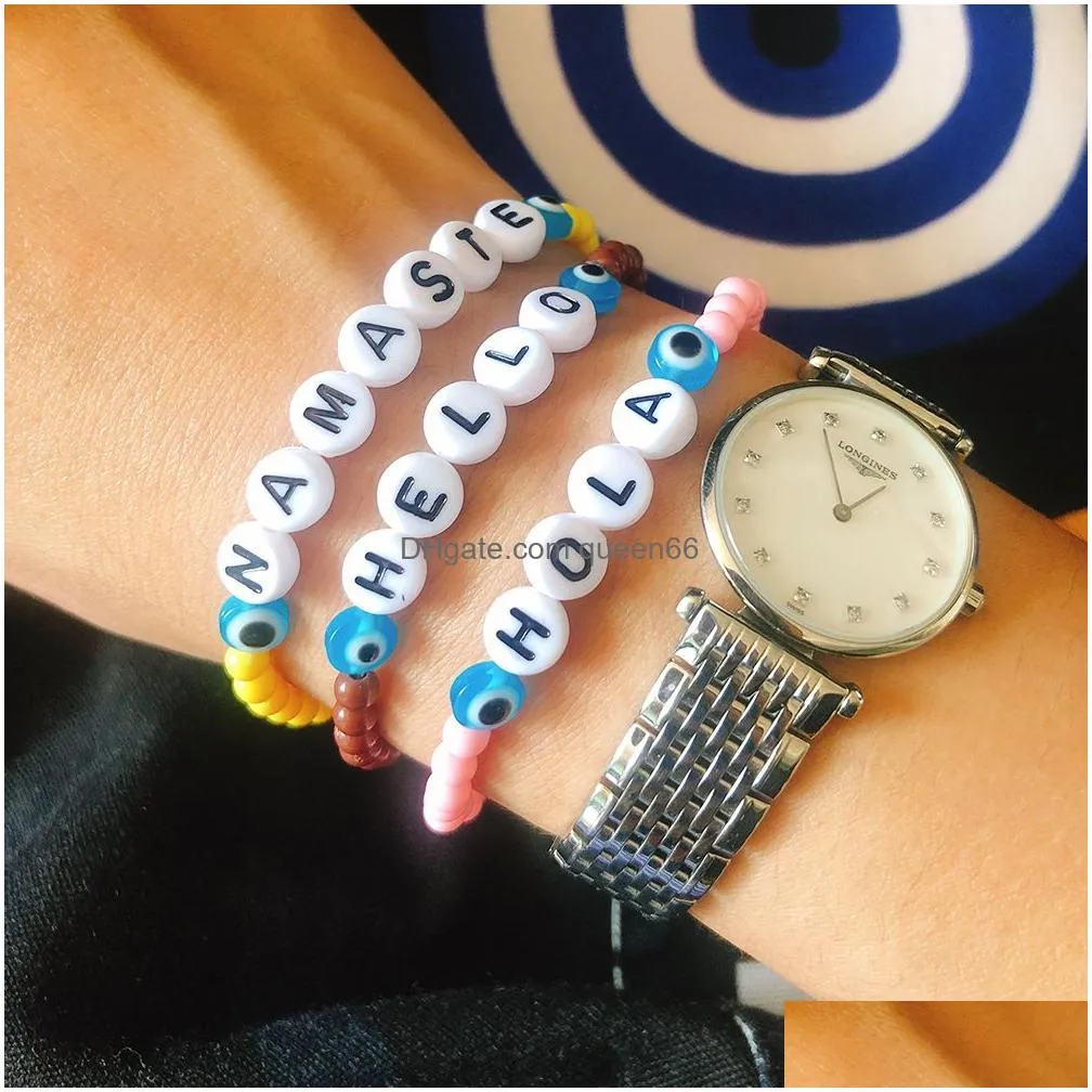 Vsco Girls Bead Bracelets Vsco Letter Bracelets Hello Colorful Handmade Vsco Bead Bracelets Birthday New Year Christmas Gift