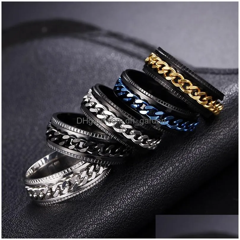 Band Rings Mens Spinner Ring Couple Punk Women Man Corkscrew Jewelry Drop Delivery Jewelry Ring Dhgarden Otfak