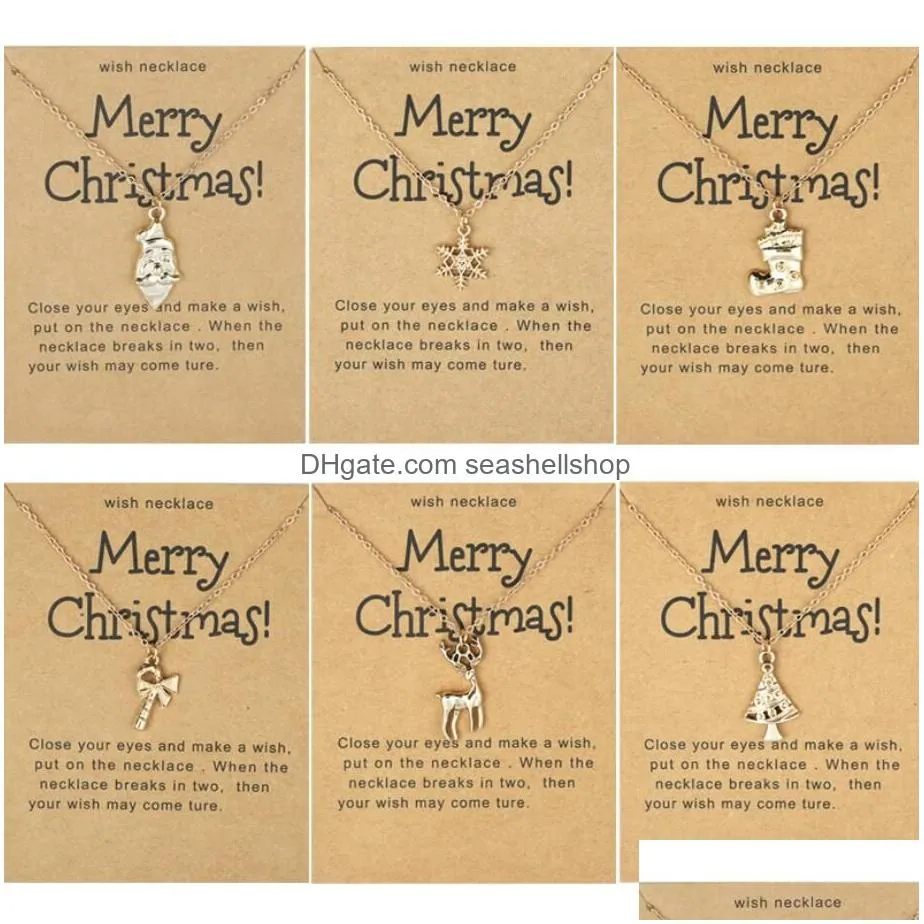 charm christmas necklaces for women men merry christmas snowman santa claus pendant link chain necklace xmas jewelry gift
