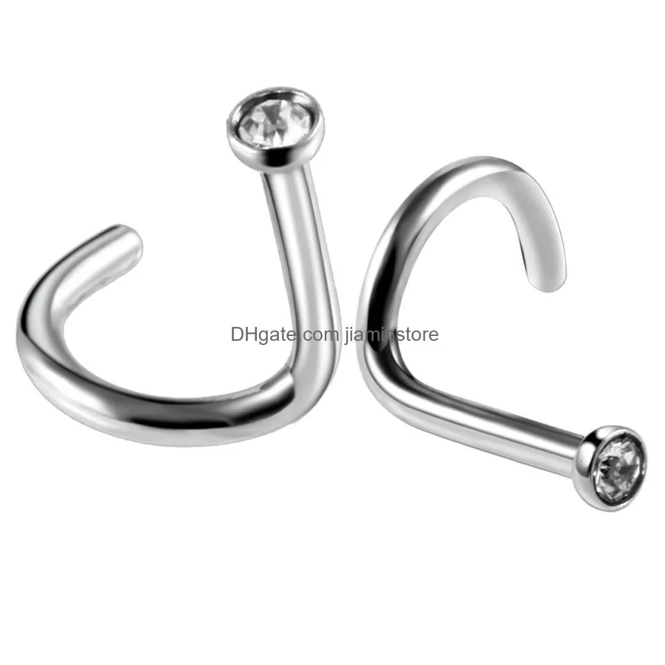 navel bell button rings 100pcs/lot 18g 20g nostril piercings cz crystal piercing nose stud stainless steel star nose rings nariz piercing body jewelry
