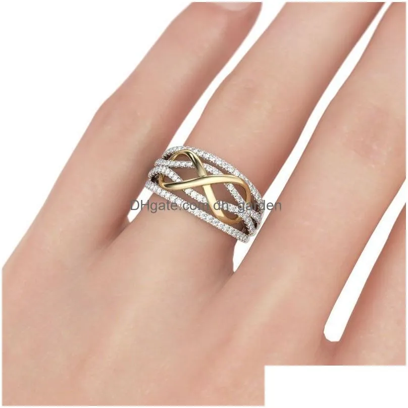 Band Rings Infinity Love Ring Shining Cubic Zircon Bowknot Letter 8 Eternity Promise Rings For Drop Delivery Jewelry Ring Dhgarden Otvi2