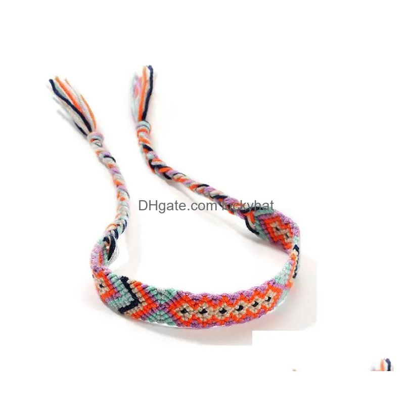 Vintage Boho Nepal Ethnic Handmade Bracelet Colorful Beach Braid String Cotton Wrap Woven Rope Friendship Bracelets For Women Men