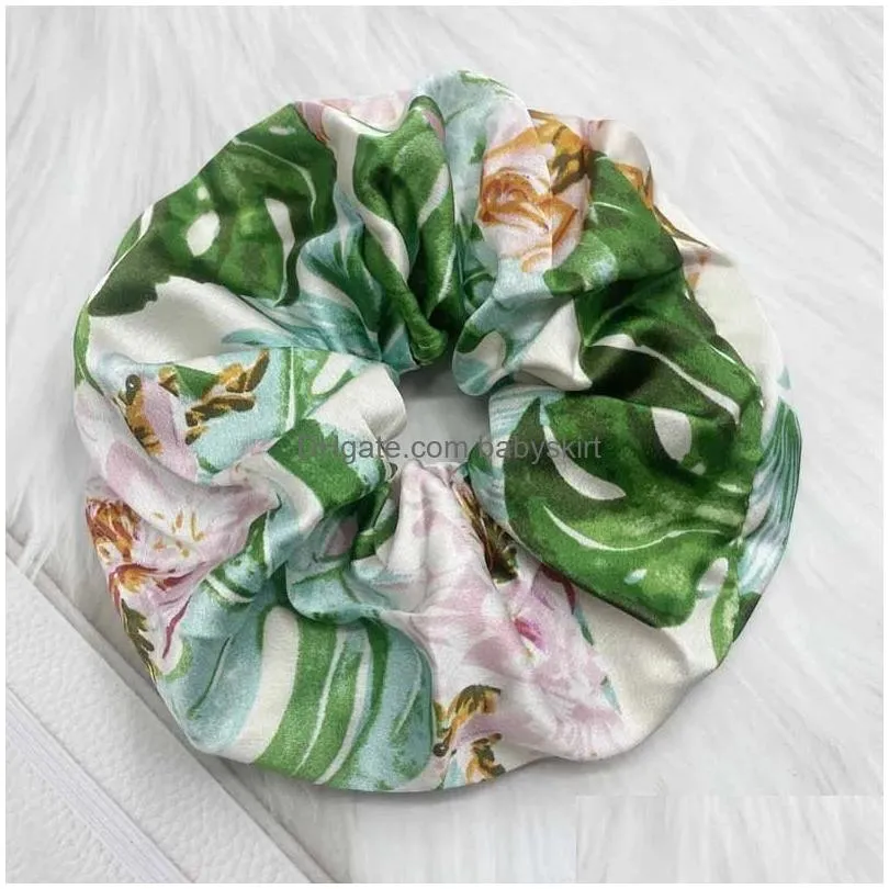 Korean Women Scrunchie Hearwear Girls Hair Tie Lady Scrunchies Ponytail Hair Female Holder Rope flower Print Hair Accessories