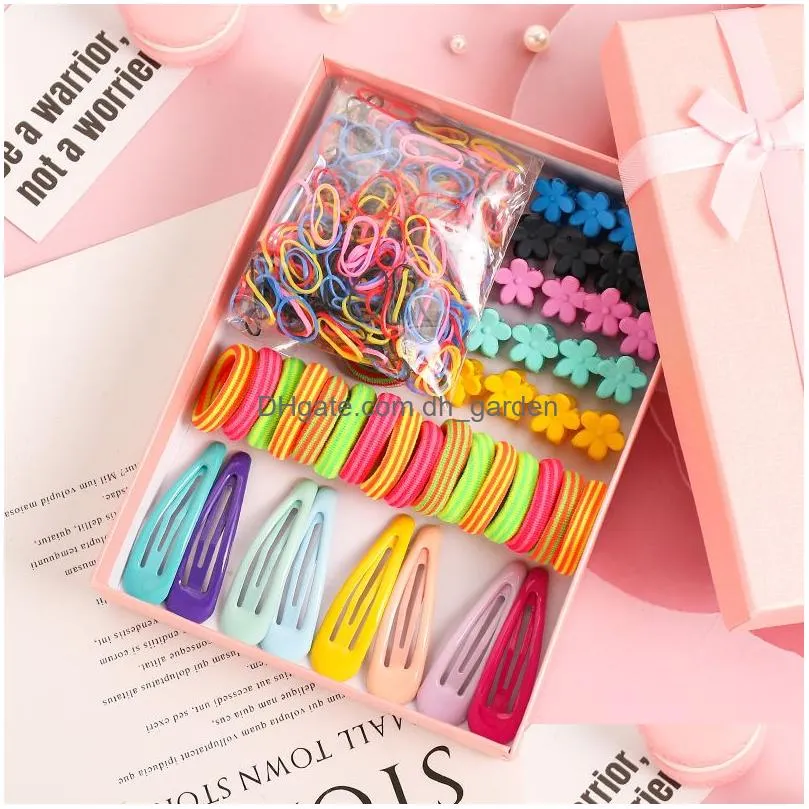 Hair Rubber Bands 1Set Girls Cute Elastic Hair Bands Hairpins Flower Claws Clip Rubber Band Ponytail Holder Kids Fashion Acc Dhgarden Otpus