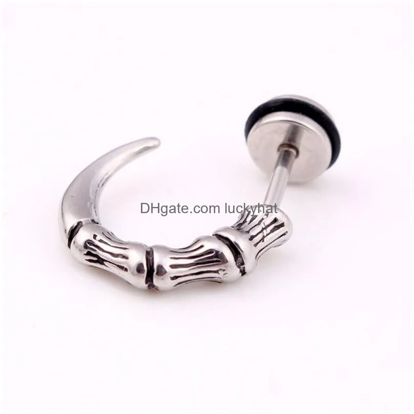 High Quality Titanium Steel Earrings Punk Gothic  Claw Stud Earring Vintage Horn Cone Ear Stud Body Piercing Jewelry Wholesale