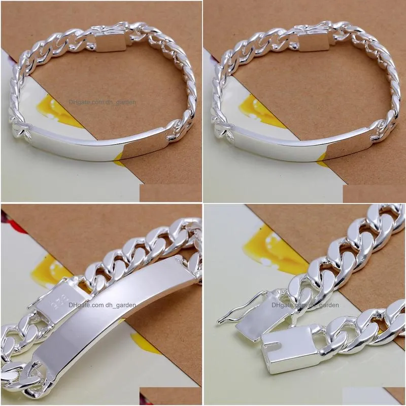 Chain Charm Sier Design Bracelets Noble Pretty 10Mm Mens Chain Jewelry Fashion Geometric Bracelet Drop Delivery Jewelry Brace Dhgarden Otkef