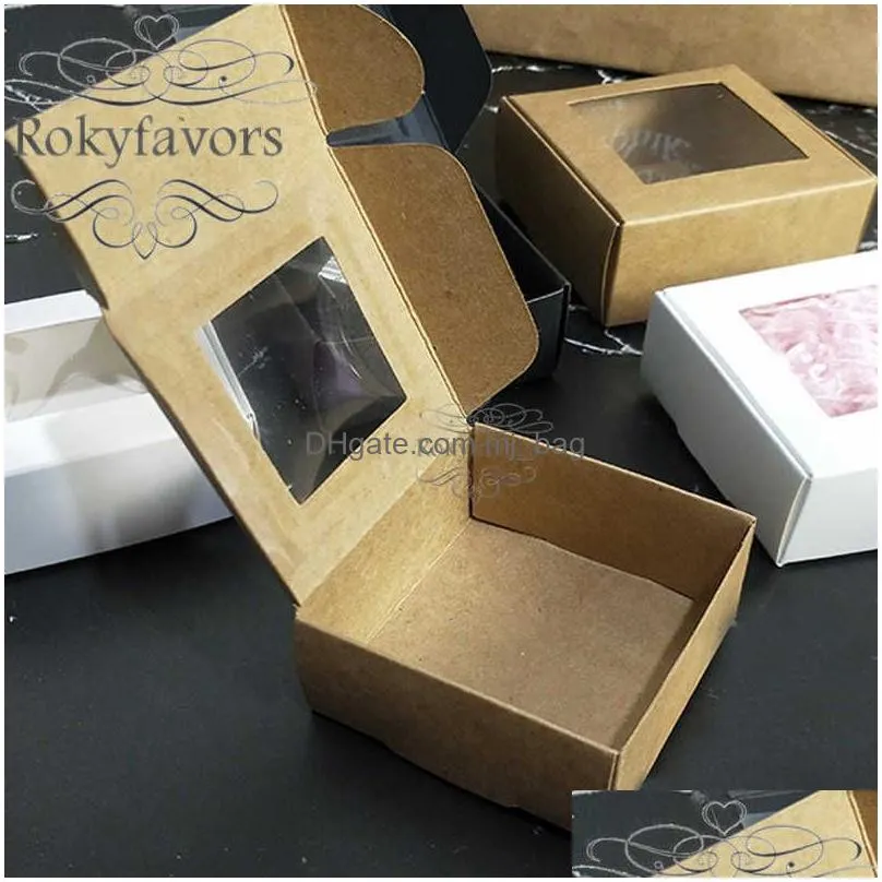 50PCS Paper Box with PVC Window Favors Holder  Package Box Anniversary Party Gifts Event Reception Supplies 210724