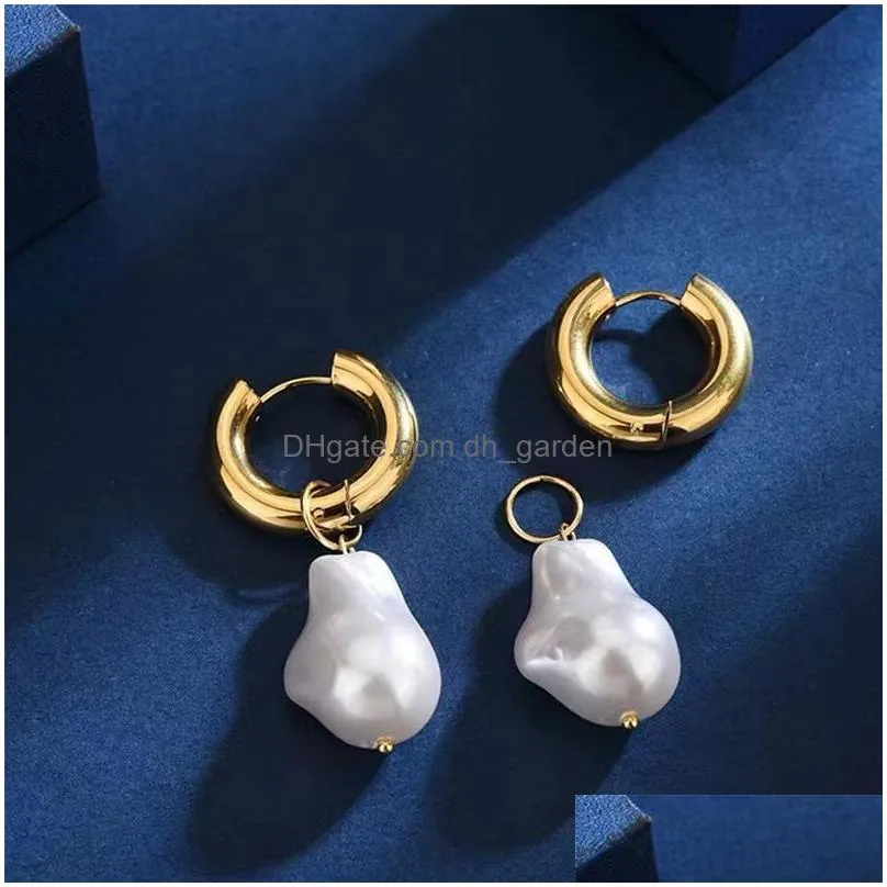 Dangle & Chandelier Circle Drop Earrings New Vintage Baroque Pearl Gold Color Round Earclip Women Temperament Elegant Jewelr Dhgarden Otnfm