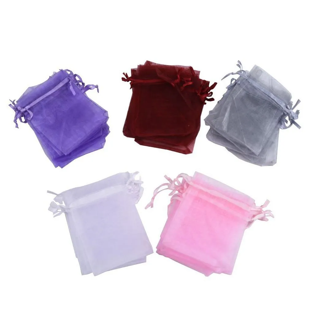 Jewelry Pouches, Bags 500 Piece 9 X 12 Cm / Organza Gift Bags Wedding Jewelry Pouches Pack Of 100 One Color 5Pack Lot Drop Delivery Je Dhdlz