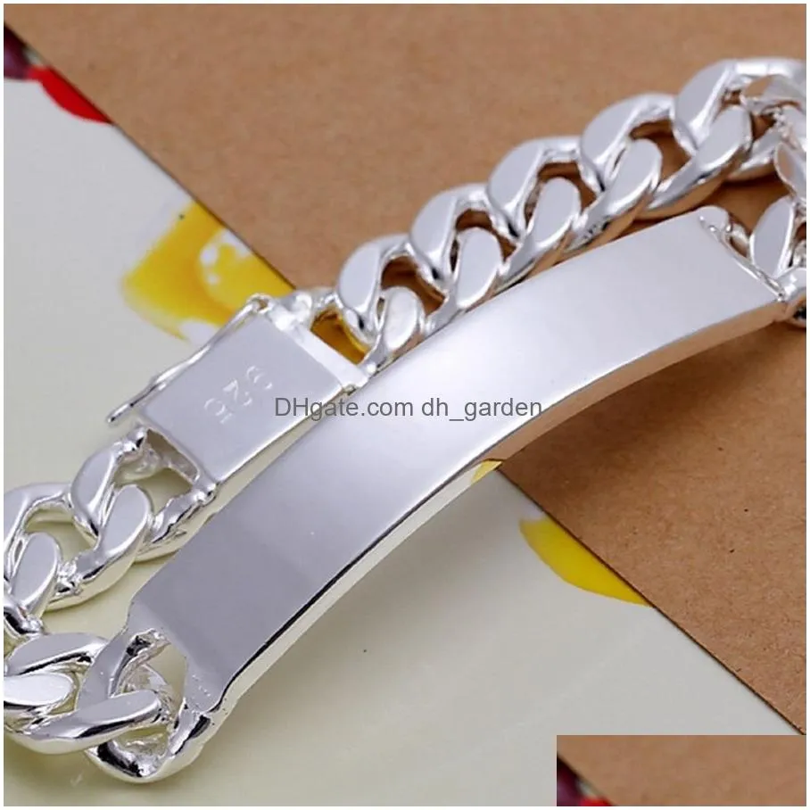 Chain Charm Sier Design Bracelets Noble Pretty 10Mm Mens Chain Jewelry Fashion Geometric Bracelet Drop Delivery Jewelry Brace Dhgarden Otkef
