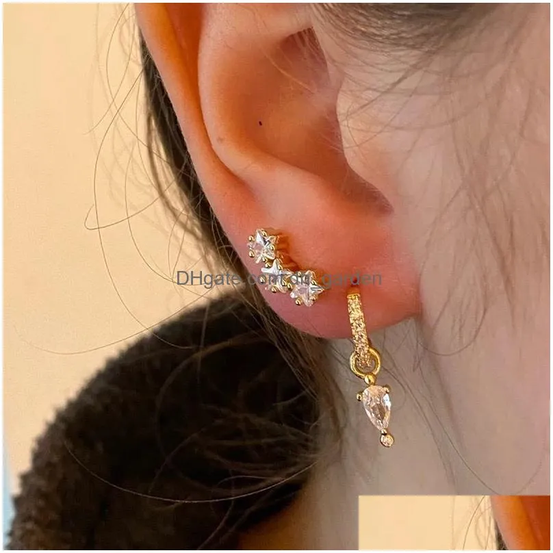 Hoop & Huggie New Stainless Steel Cubic Zirconia Hoop Earrings For Women Small Pendant Cartilage Helix Tragus Earring Pierci Dhgarden Otknr