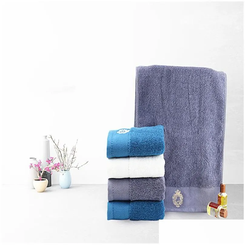 Towel Pure Cotton Towel 34X75Cm Embroidered Towels For Adts Quick-Dry Soft Face Absorbent Drop Delivery Home Garden Home Textiles Dhvwc