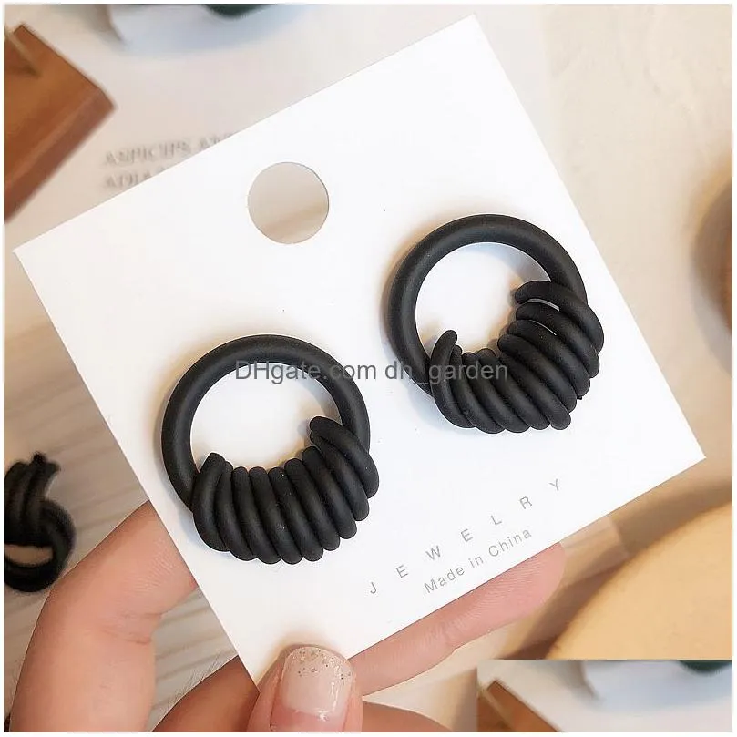 Dangle & Chandelier 2021 Minimalist Black Earrings For Women Mtiple Round Geometric Knot Drop Statement Earring Fashion Part Dhgarden Oti9E