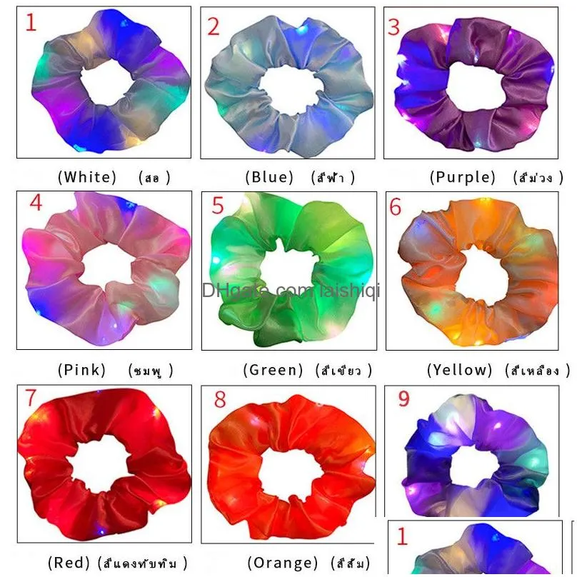 led luminous hair bands scrunchies women girls headwear hair rope simple wrist band rings rubber band hair accessories 20pcs