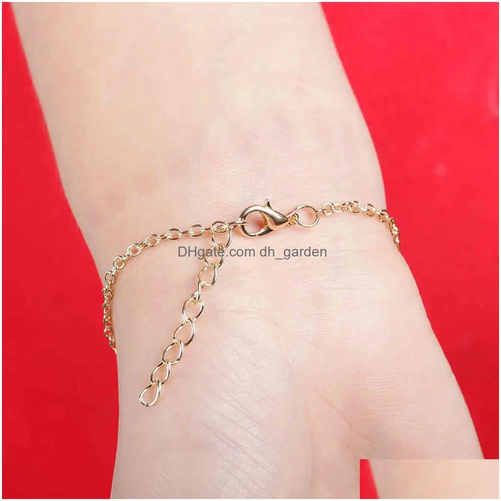 Charm Bracelets 2021 Charming Heart Bracelet Bangles For Women Girls Gold Sier Color Metal Bracelets Statement Jewelry Whole Dhgarden Otcps