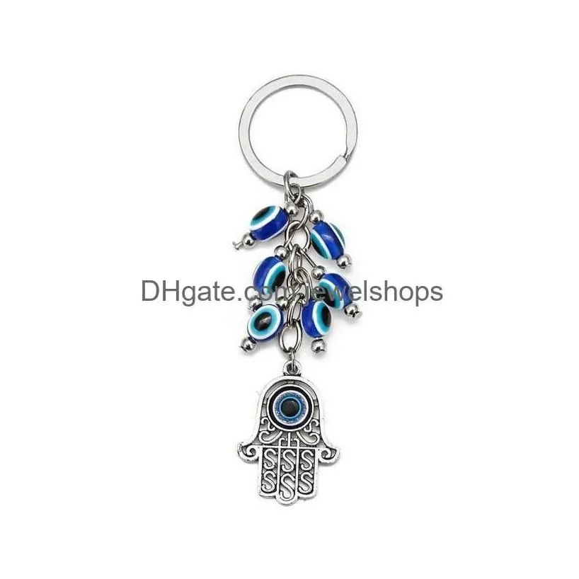 key rings fashion animal elephant turtle hand evil eyes keychain glass chain lucky blue eye pendant ornament keychains drop delivery