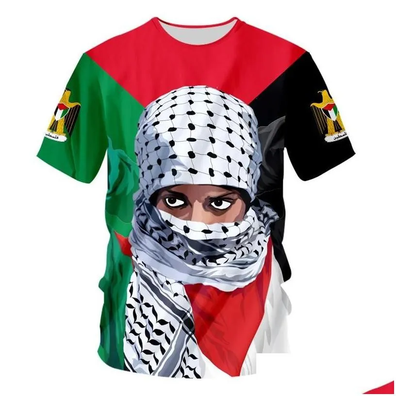 mens t-shirts palestine flag 3d t shirt women men kids summer fashion o-neck short sleeve funny tshirt graphics tees streetwear dro