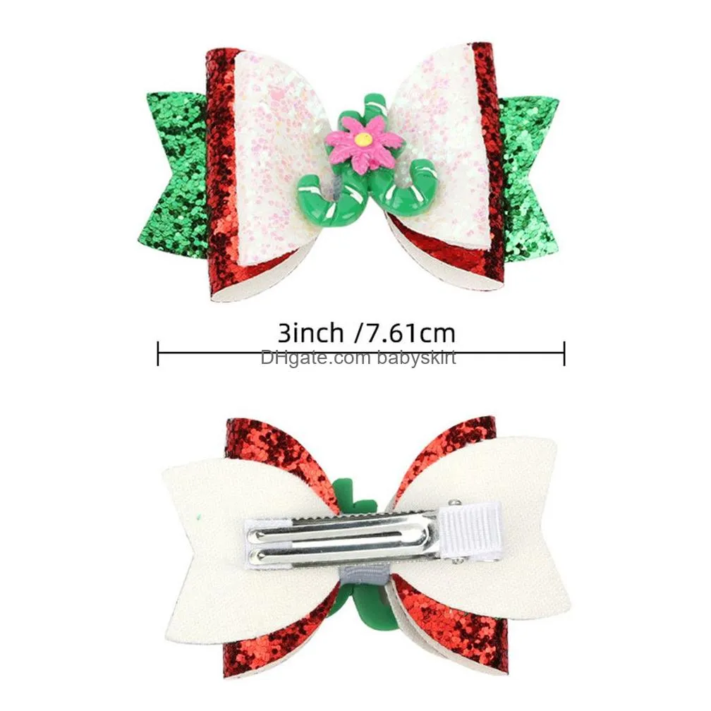 Christmas Hairclip Bow Christmas Tree Santa Claus Children Hairclips Baby Hairpins Headwear Girls Hair Accessories