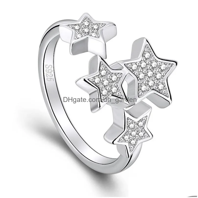 Band Rings Adjustable Rings For Women Little Star Exquisite Personality Cubic Zirconia 3 Color Party Gift Fashion Jewelry Kb Dhgarden Otnvp