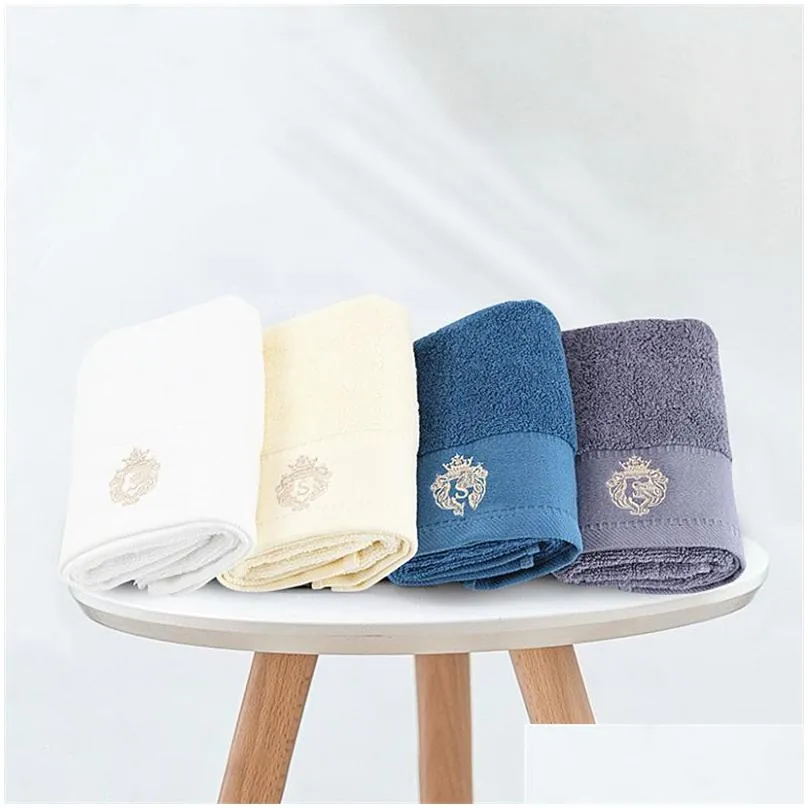 Towel Pure Cotton Towel 34X75Cm Embroidered Towels For Adts Quick-Dry Soft Face Absorbent Drop Delivery Home Garden Home Textiles Dhvwc