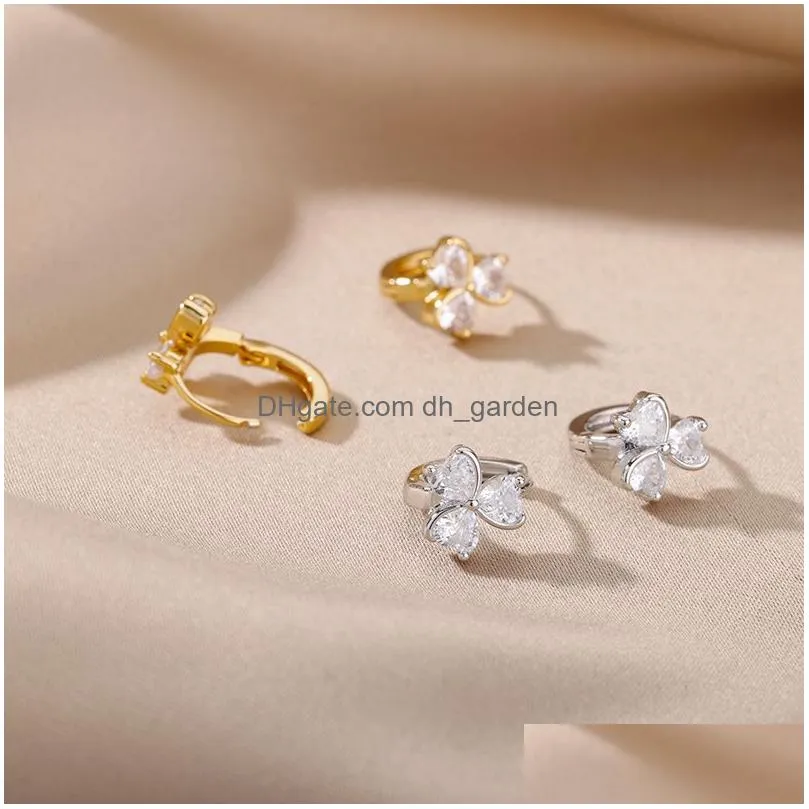 Stud Stainless Steel Earrings For Women Geometric Butterfly Twist Heart Zircon Earring Minimalist Wedding Aesthetic Jewelry Dhgarden Ottvn
