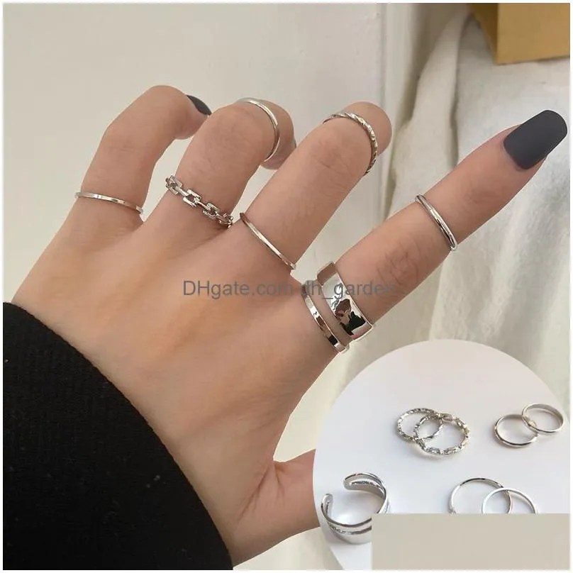 Band Rings Fashion Jewelry Rings Set Metal Alloy Hollow Round Opening Women Finger Ring For Girl Lady Party Wedding Drop Del Dhgarden Otz8X