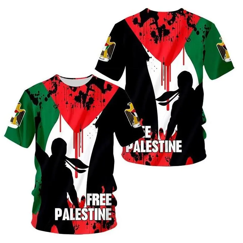 mens t-shirts palestine flag 3d t shirt women men kids summer fashion o-neck short sleeve funny tshirt graphics tees streetwear dro