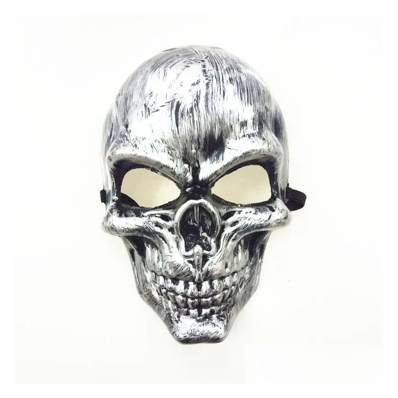 Halloween Adults Skull Mask Plastic Ghost Horror Mask Gold Silver Skull Face Masks Unisex Halloween Masquerade Party Masks Prop DBC