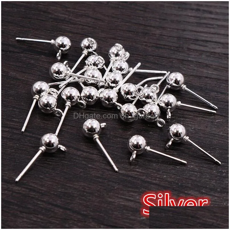 Pins & Needles 50Pcs/Lot 5Mm 6 Colors Pin Findings Stud Earring Basic Pins Stoppers Connector For Diy Jewelry Making Accesso Dhgarden Ottmn